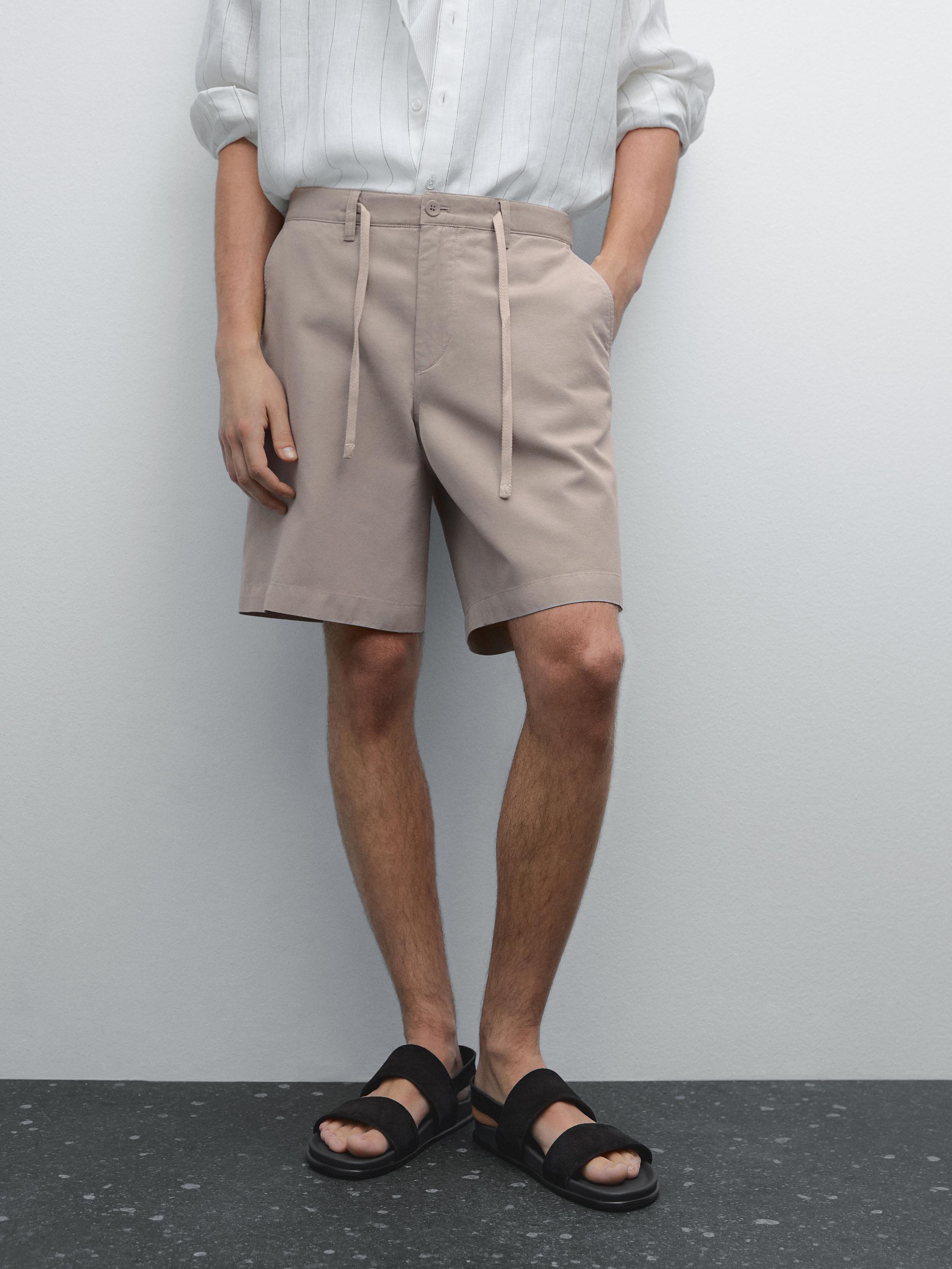Cotton blend semi-jogger Bermuda shorts